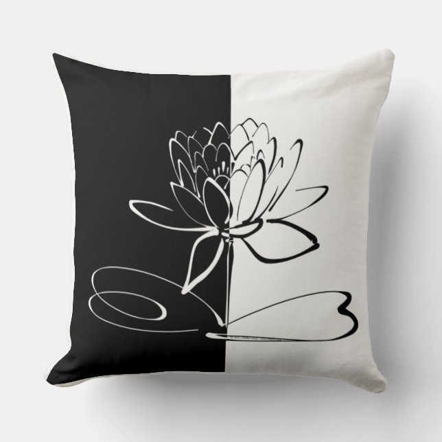 Coussin Yin Yang Black Lotus Blossom (Recto)