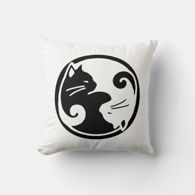 Coussin Yin Yang Chats 16x16" Pilote (Recto)