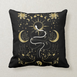 Coussin Yin Yang Crescent Lune Soleil Céleste Serpents