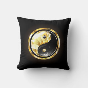 Coussin Yin Yang or sur noir
