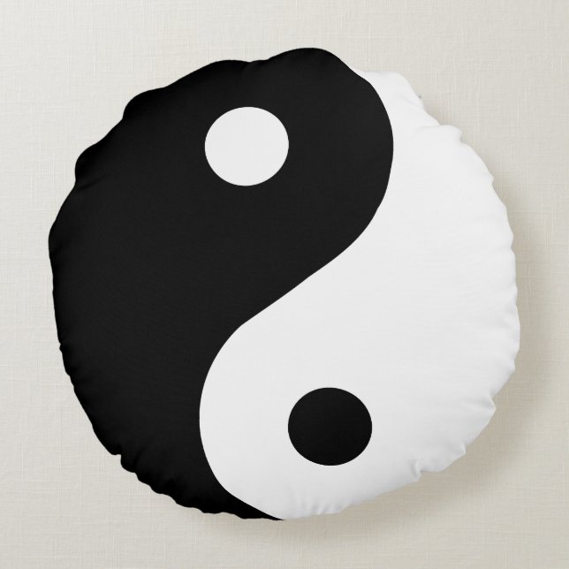 Coussin Ying Yang en noir et blanc tendance (Dos)