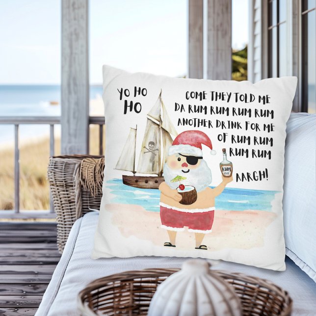 Coussin Yo Ho Ho Pirate Santa Rum Noël  (Créateur téléchargé)