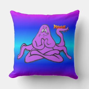 Coussin Yoga clair de néon bleu Octopus Namaste Jeu d'orei