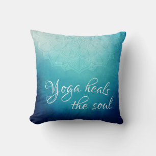 Coussin Yoga guérit le texte de l'âme avec le mandala bleu