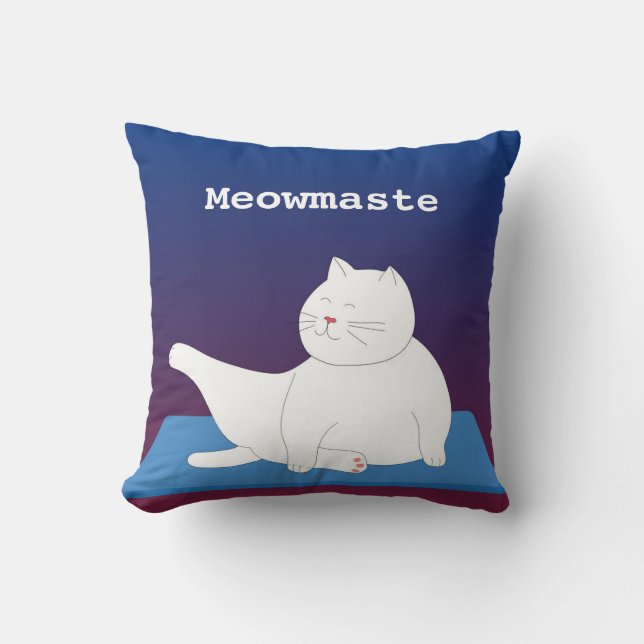 Coussin Yoga Kitty Throw Oreiller, 16" x 16" (Recto)