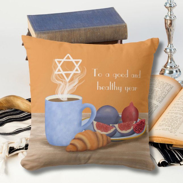 Coussin Yom Kippur Brise-le-jeune : Café, Grenades  (Créateur téléchargé)