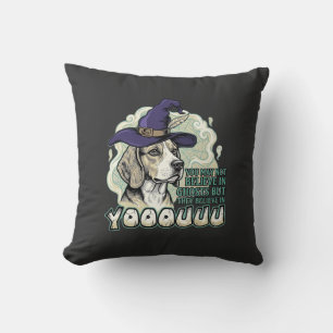 Coussin Yooouuu Fantômes Chien Beagle Chapeau de Sorcière