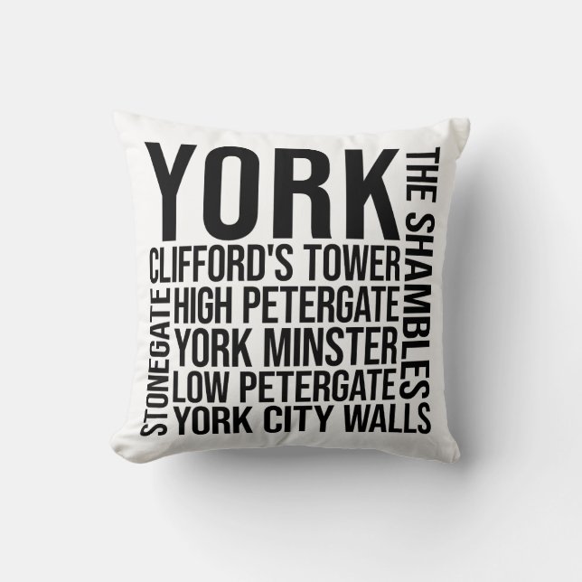 Coussin York, Angleterre La typographie des monuments - Ro (Recto)