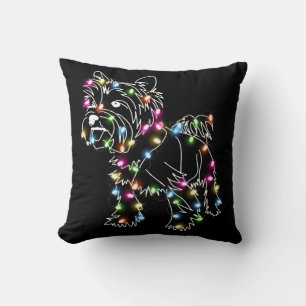 Coussin Yorkie Avec Noël Lumière Yorkie Propriétaire Joli