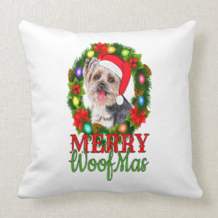Coussin YORKIE CHRISTMAS MERRY WOOFMAS Dog Lover Yorkshire
