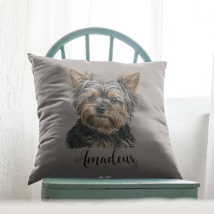 Coussin Yorkie Illustration Chien Maman Cadeau Personnalis