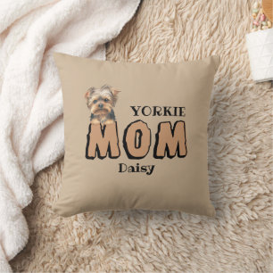 Coussin Yorkie Mom Yorkshire Terrier Lover Nom personnalis