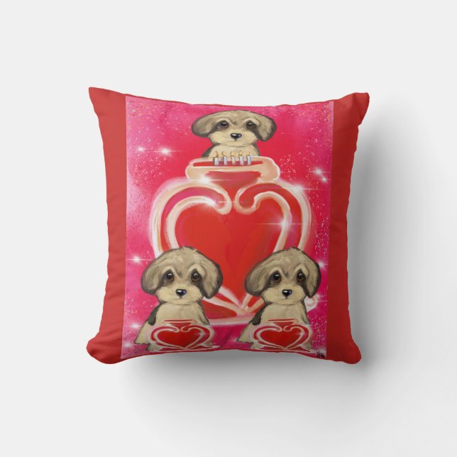 Coussin Yorkie Poo Saint-Valentin (Recto)