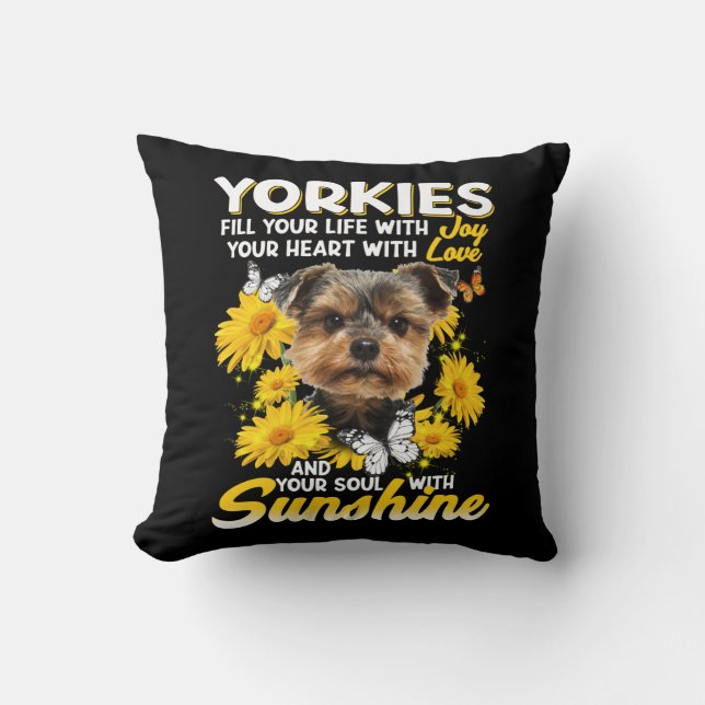 Coussin Yorkies et soleil (Recto)