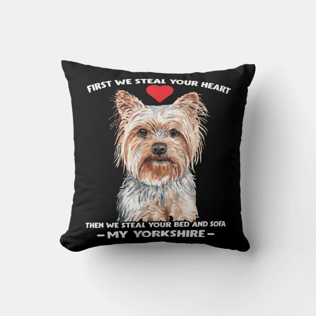 Coussin Yorkshire cadeau de chien Yorkshire amoureux de fa (Recto)