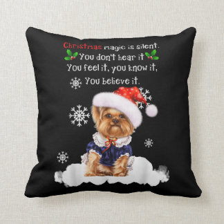 Coussin Yorkshire de Noël Terrier Funny Yorkie Puppy