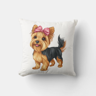 Coussin Yorkshire Terrier à nœud coquet Chien Yorkie Maman