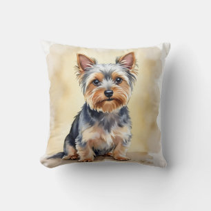 Coussin Yorkshire Terrier Aquarelle Satin Flux Art