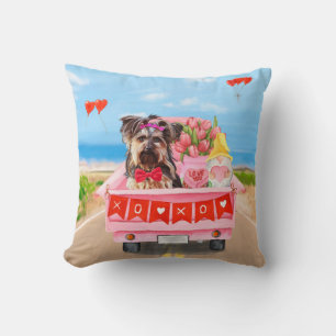 Coussin Yorkshire Terrier Chien Saint-Valentin Camion Cœur