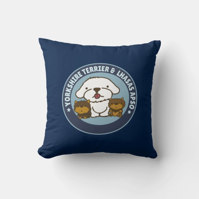 Coussin Yorkshire Terrier et Lhassa Apso (Recto)