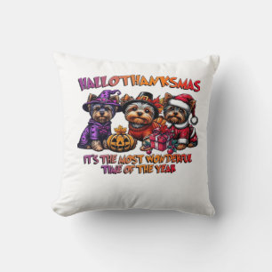 Coussin Yorkshire Terrier Halloween Thanksgiving Noël