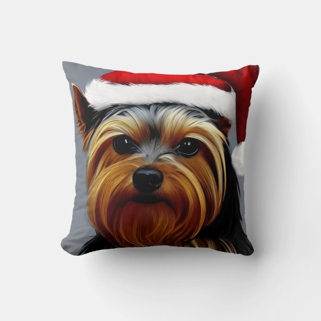 Coussin Yorkshire Terrier Noël (Recto)