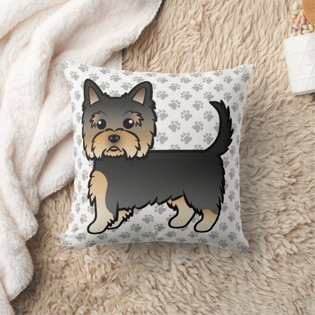 Coussin Yorkshire Terrier noir et feu Dessin animé Chien & (Couverture)