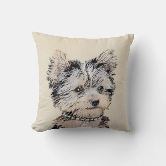 Coussin Yorkshire Terrier Puppy Peinture Chien original (Recto)