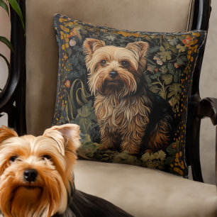 Coussin Yorkshire Terrier Yorkie Chien Vintage Floral