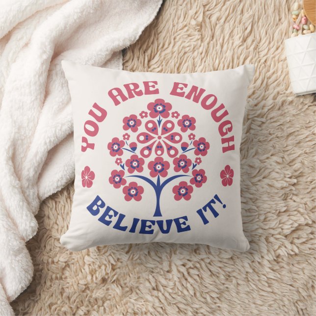 Coussin You Are Enough Inspirational Pillow (Couverture)