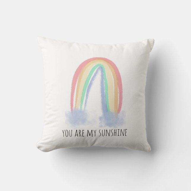 Coussin You are my sunshine watercolor painted rainbow (Recto)