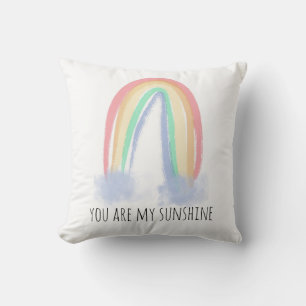 Coussin You are my sunshine watercolor painted rainbow