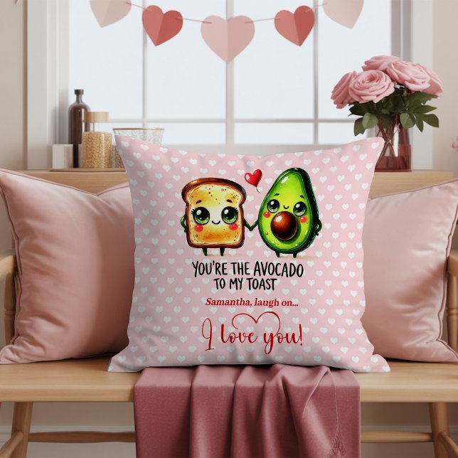 Coussin You are the avocado to my toast Valentine's gift (Personalized Funny Valentine Pillow Cartoon Food)