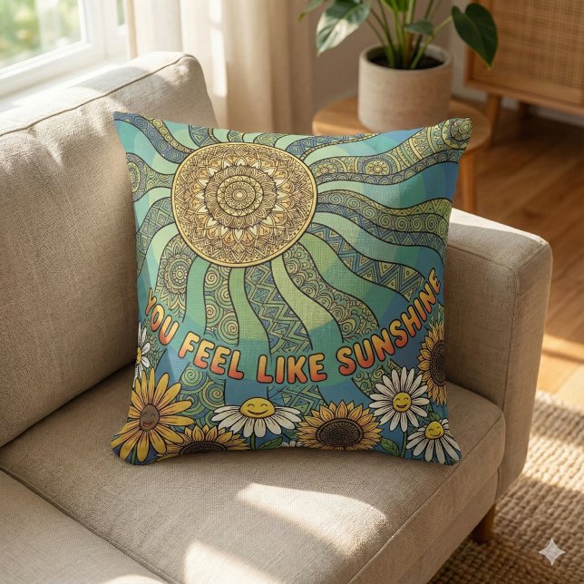 Coussin You Feel Like Sunshine Photo Throw Pillow (Empower someone special with this, "You feel like sunshine" photo pillow! )