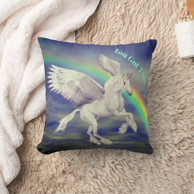 Coussin You Got This Flying Unicorn Rainbow Inspirational (Couverture)