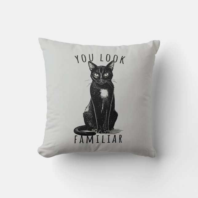 Coussin You Look Familiar Black Cat Feeling Magical Witch (Recto)