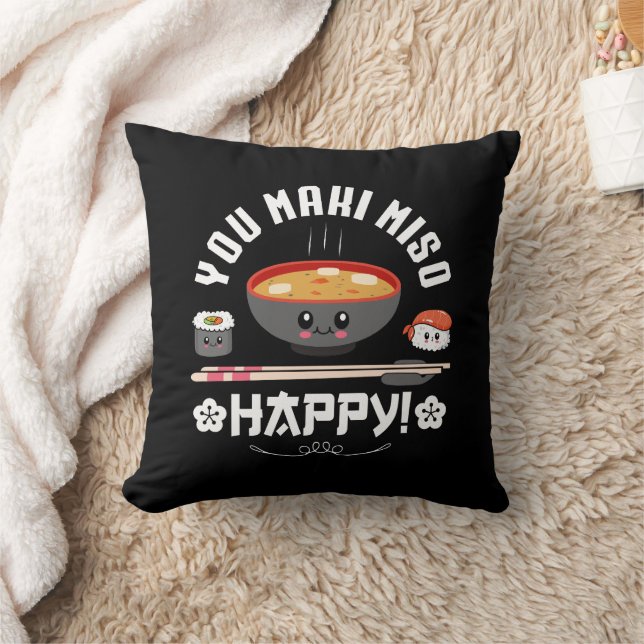 Coussin You Maki Miso Happy - nouilles japonaises Cute Kaw (Couverture)