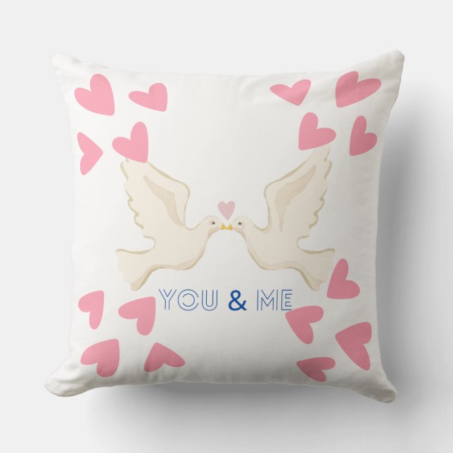 Coussin You & Me Love Doves Design (Recto)