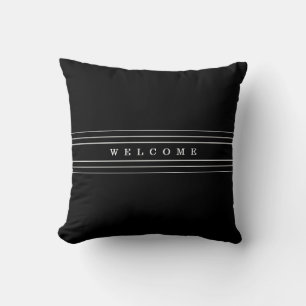 Coussin Your Custom Text & Modern Stripes   Black & White