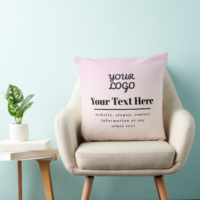 Coussin Your Logo & Text | Pink & Peach Ombre (Chaise)