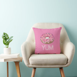 Coussin YUM Pink Donut Doughnut Sprinkings Junk Food Pastr