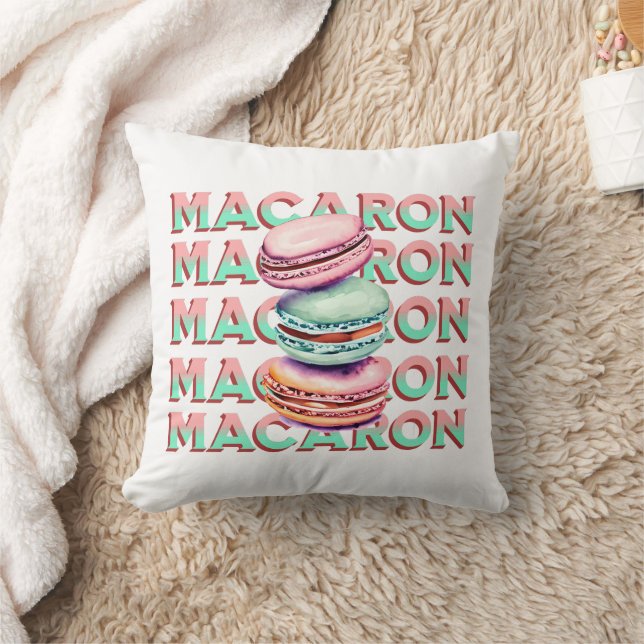 Coussin Yummy Pastel Macaron Cookies avec Vibe Vintage (Couverture)