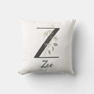Coussin Z initial avec fleur de couleur douce