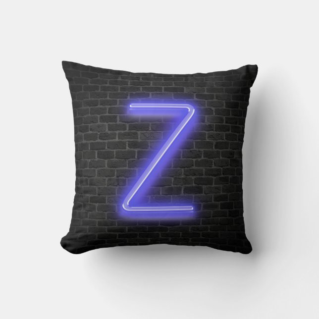 Coussin Z Initiale À Neon Marquee Sur Brick (Recto)