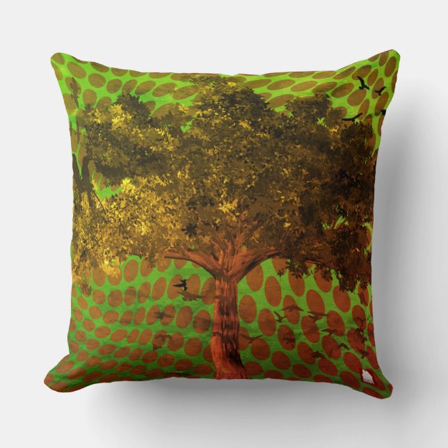 Coussin ZALMAXI ACCUEIL vert rouge arbre abstrait Lancer o (Recto)