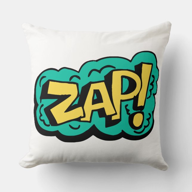 Coussin ZAP mot de bulle de parole, illustration dessinée  (Recto)