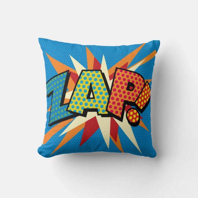 Coussin ZAP POW Amusant Rétro Bande Dessinée Pop Art (Recto)