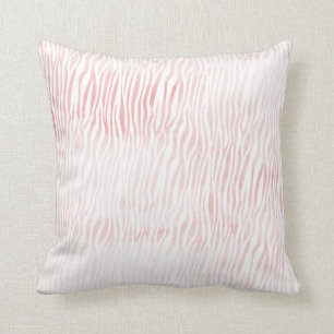 Coussin Zebra, animal d'aquarelle blanc rose vif Imprimer