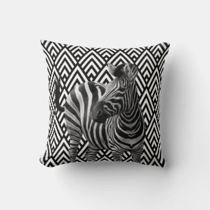 Coussin Zebra Black Blanc Art Déco Géométrie Urbaine
