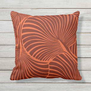 Coussin Zebra Fan Palm Hawaiian Tropical Brick Orange